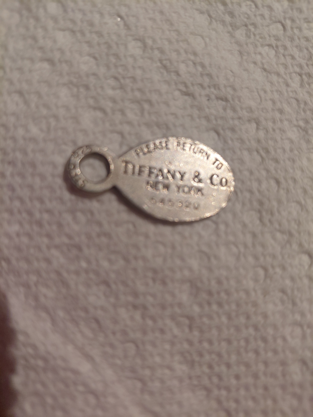 Tiffany & Co. Vintage Silver Oval 'Please Return To' Charm